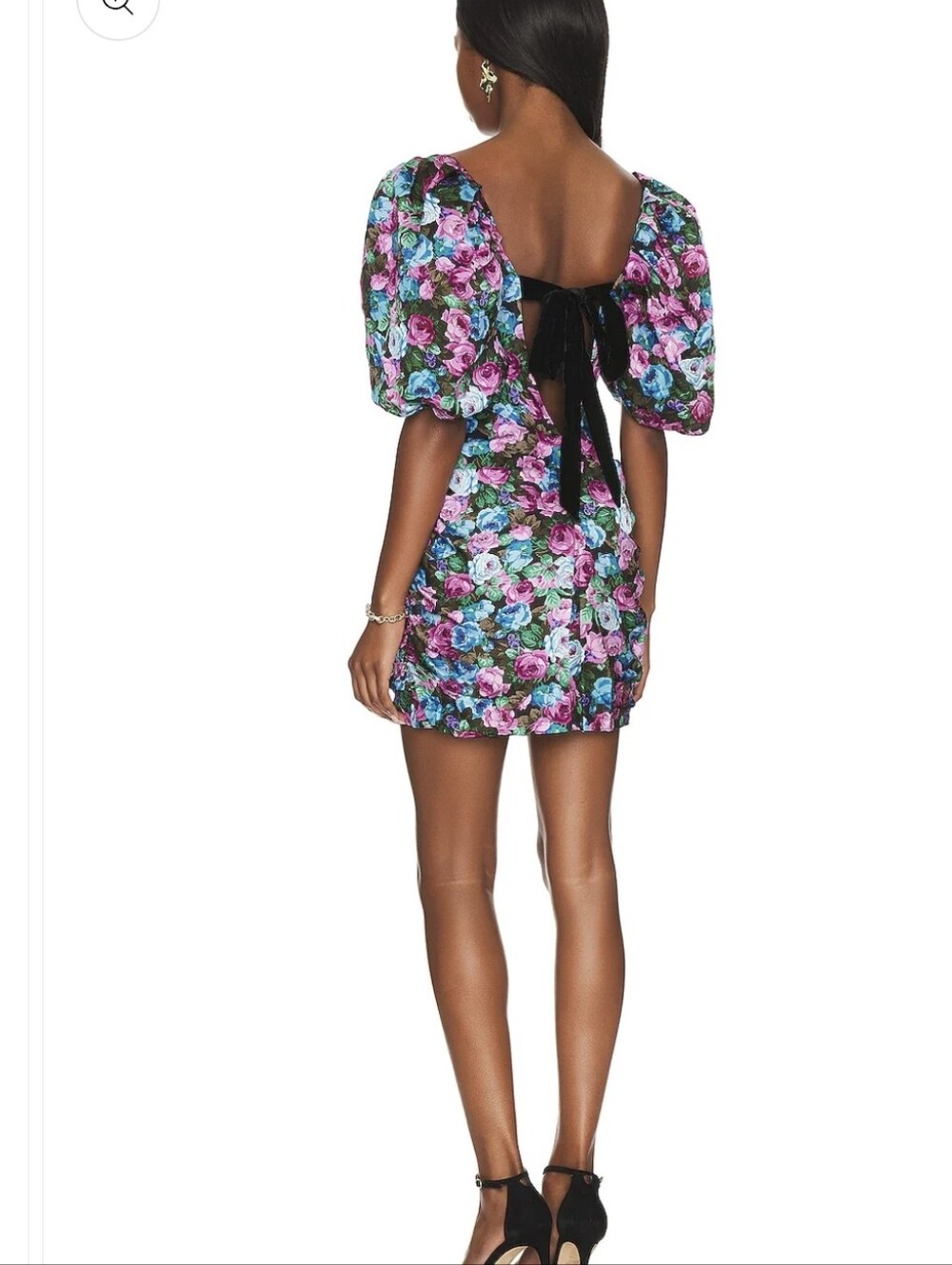 For Love And Lemons Marley Dress Floral Velvet Ribbon L NWT - Picture 3 of 4